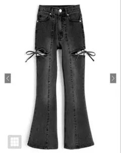 サイドカットアウトリボンフレアデニムパンツ[cu578] GRL
