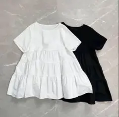 しまむら ティアードドッキングトップス 黒