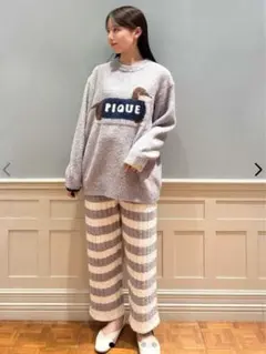 ジェラートピケ♡ベビモコダックスフンドジャガードプルオーバー&ボーダーパンツ