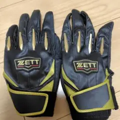 ZETT バッティング用手袋 黒/金　Ｌサイズ