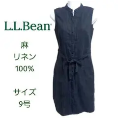 L.L.Bean 麻100% ノースリーブ シャツワンピース ブラック Ｍサイズのサムネイル