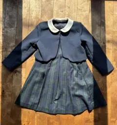 ネイビーとグリーンのチェック ワンピースセット デビロック　120センチ　入学式
