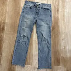 着画有）古着屋購入　韓国　ダメージ　切りっぱなし　デニム　ジーンズ