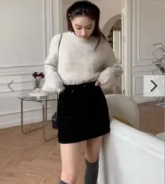 バースデイバッシュ　CORDUROY MINI SKIRT ゴーデュロイ　黒のサムネイル