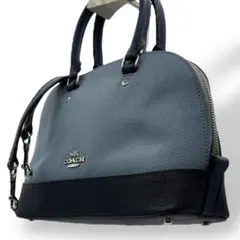 極美品✨️コーチ 2way ショルダーバッグ PVC レザー バイカラー 水色 紺