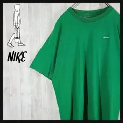 【刺繍ロゴ】ナイキ ワンポイント スウッシュ XL グリーン ゆるだぼ Tシャツ