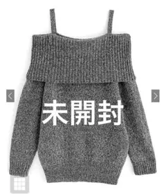 GRL オフショルダーニットミニワンピース グレーdr618