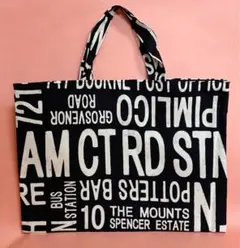 レッスンバッグ　ハンドメイド　英字柄　男の子　絵本カバン　　BLACK