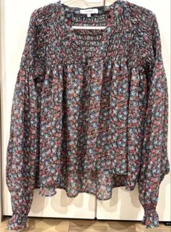 【新品】MOUSSY 花柄 シャーリング ブラウス 長袖のサムネイル