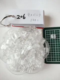 206★ヘアゴム留め具、ボタン足、貼付、U型【9×11ミリ】100個