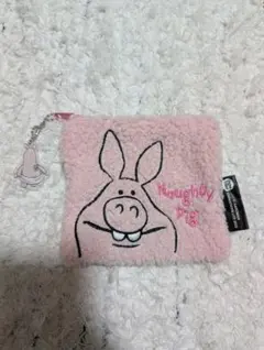 ひつじのショーン　もこもこスクエアポーチ　いたずらブタ　ピンク