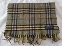 中古美品バーバリーBurberryカシミヤマフラー チェック柄灰色男女兼用送料込
