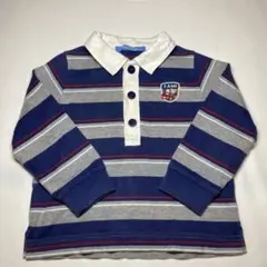 familiar ファミリア ストライプ 長袖 刺繍 ポロシャツ 90