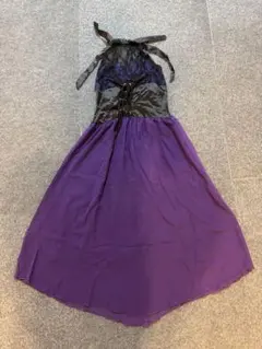パープル シフォン マキシドレス