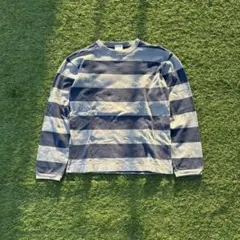 ボーダー ロンT y2k 短丈　archive グランジ　短丈　c-boy