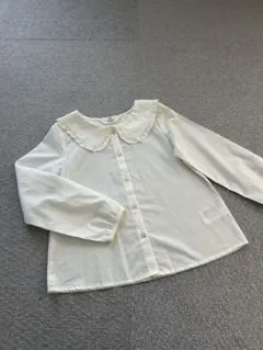 H&M 襟フリル ブラウス 白 130 140 発表会 オケージョン