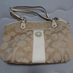 COACH ベージュ ロゴ トートバッグ