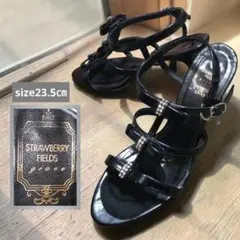 【ストロベリーフィールズ 】グレース ビジューサンダル 23.5cm ブラック