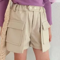 【新品未使用】レザー調BIGポケットショートパンツ ベージュ 110サイズ