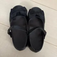 リボン付き黒フォーマルシューズ 子供用 17cm