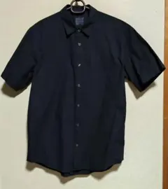 無印良品　洗いざらしブロード半袖シャツ　L　ネイビー