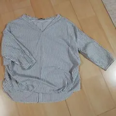 トゥモローランド コレクション 36 ストライプ Vカットシャツ 七分袖