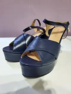 sergio rossiネイビー ウェッジヒールサンダル未使用品