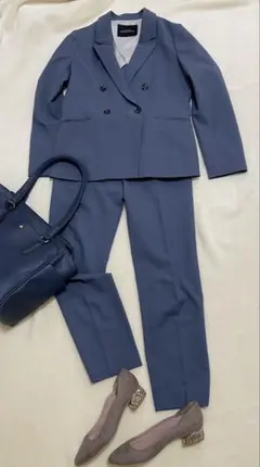 ブルー ダブルブレスト ジャケット パンツセットアップ