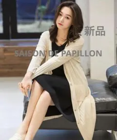 新品 春夏着回し 2wayリブニットワンピース カーディガン 羽織 ロング丈 L