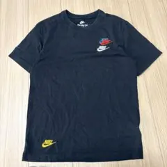 Nike 複数ロゴ刺繍 黒TシャツX S527番