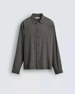 ZARA しわ加工ストライプ柄フルイドシャツ M