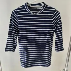 ストライプ柄五分袖カットソー Sサイズ