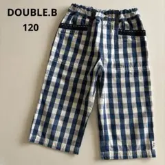 ミキハウス　ダブルビー チェック　ハーフ　パンツ　デニムアクセント　春　夏