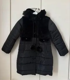 キッズ ダウンコート 中綿コート ファー付き ブラック 150cm