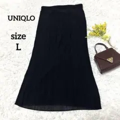 UNIQLO ユニクロ プリーツロングスカート タイト シアー 黒　ウエストゴム