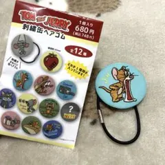 トムとジェリー　刺繍缶ヘアゴム　バッジ　キーホルダー　タフィー