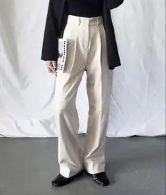 me+em select スラックス パンツ アイボリー