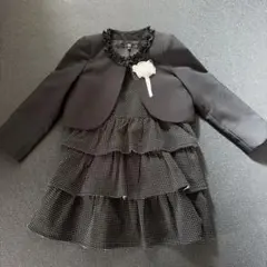 黒ドット柄フリルワンピースとジャケットセット