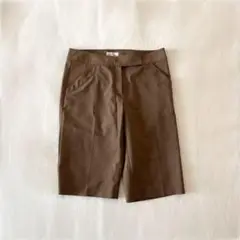 《トラサルディ》【サイズ40】ハーフパンツ ブラウン センタープレス 上品 秋冬