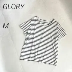 GLORY ボーダーTシャツ　半袖　クルーネック　白×黒のサムネイル