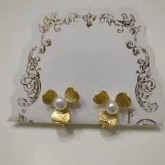 淡水パール　お花　イヤリング