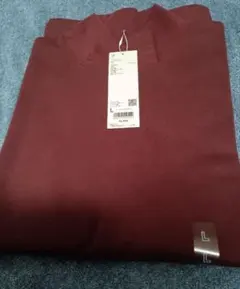 ユニクロユー Uniqlo U ブラッシュドモックネックtシャツ長袖　ワイン　Ｌ