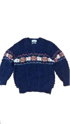 ネイビー ハンドニット セーター