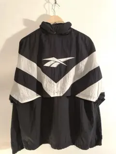 reebok 90s ジャケット 人気 白黒デザイン デカロゴ 刺繍 サイズM