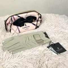 【未使用タグ付き】LANVIN COLLECTION 起毛　手袋　おまけポーチ付