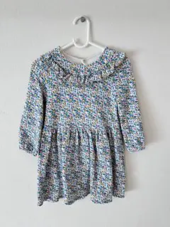 プチバトー 花柄フリル襟長袖ワンピース