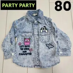 PARTY PARTY デニムシャツ 80 おばけ　パーティパーティ