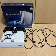 PS4 Pro 1TB ホワイト 本体 コントローラー3個