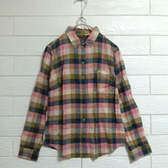 【美品】エディーバウアー ボタンダウン チェックシャツ 長袖 ピンク系マルチのサムネイル