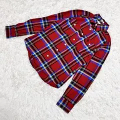 アバクロ　abercrombie キッズ　シャツ　ロゴ　チェック　レッド　XL